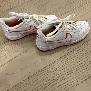 Youth White and Red Athletic Sneakers
